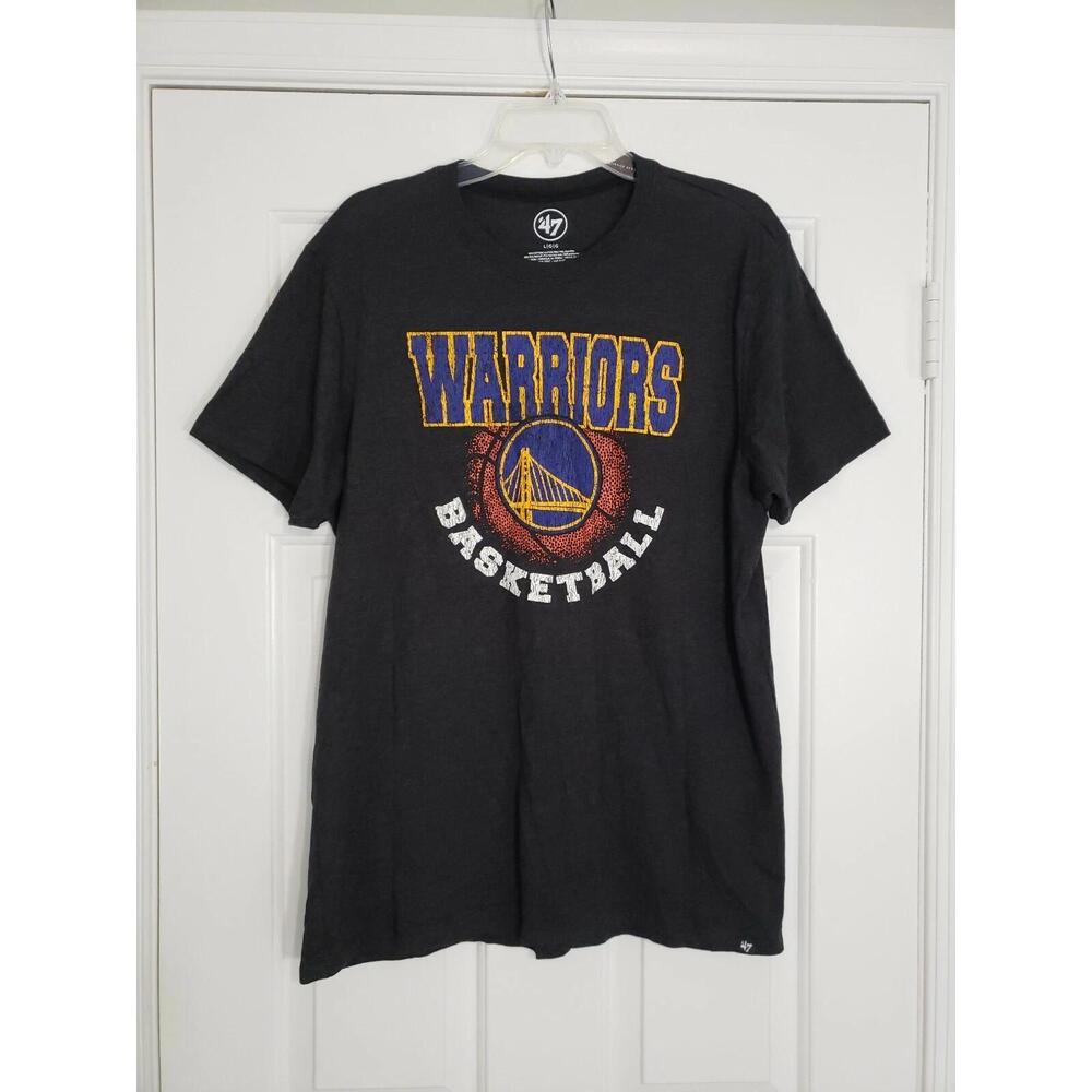 47 Brand Golden State Warriors Basketball Nba Logo T-Shirt Gray Mens Large